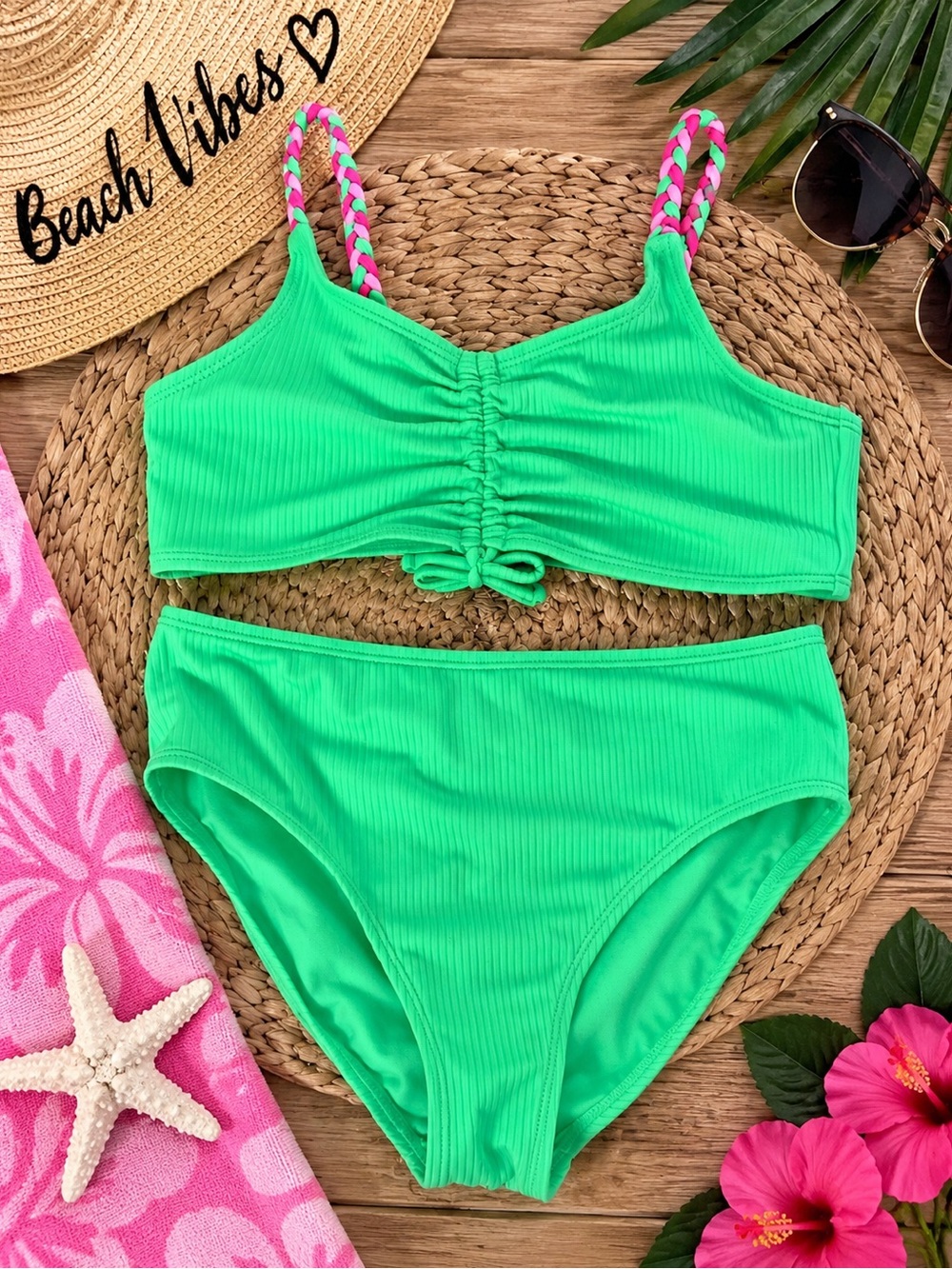 💚 OCEAN GEAR Girls’ Bikini — Size L (10–12) 💗